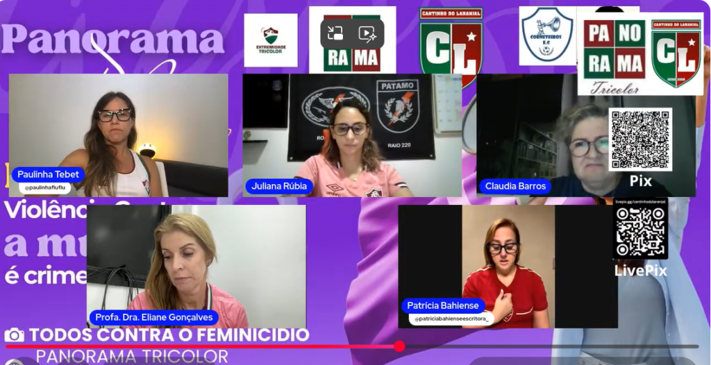 Os Canais do Youtube Cantinho do Laranjal e Panorama Tricolor fazem campanha contra o Feminicídio